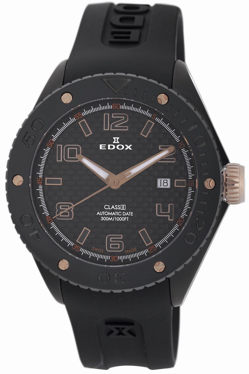Edox Mens 80078 357RN NIR2 Class-1 Automatic Rotating Bezel Watch - Front View